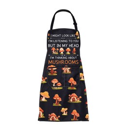 ENSIANTH Mushroom Aprons for Women Men Mushroom Gifts for Mushroom Lovers Cooking Kitchen Chef BBQ Grill Apron with Pockets (Mushroom Apron)