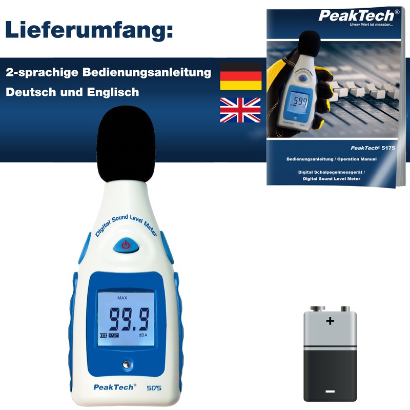 PeakTech Digital Sound Level Meter 30-130 dB in A-Rating 1/2