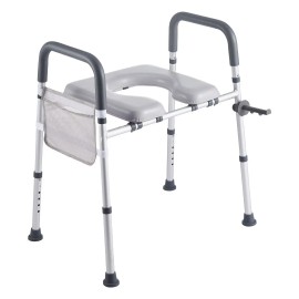 Adjustable Height Width 400 Lbs Load Capacity Commode Cushion Padded Elevated Toilet Seat Raised Arms 400 Lbs Load CapacityDefault: Default