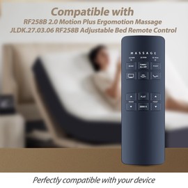 New RF258B Bed Remote Control Replacement fit for Beautyrest SmartMotion 2.0 Serta Motion Plus Ergomotion Massage TEMPUR-Pedic JLDK.27.03.06 RF258B Adjustable Bed
