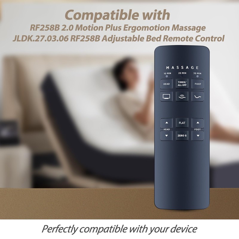 New RF258B Bed Remote Control Replacement fit for Beautyrest SmartMotion