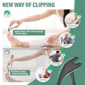 Toenail Clippers for Seniors with Safety Lock Long Handle, Large Toe Nail Clippers for Thick Toenails for Men Women, Wide Opening Slanted Fingernail Clippers with Catcher Precision Nail Cutter Set