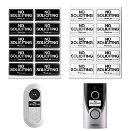 20 Pcs Small No Soliciting Sign for House, 1x0.5 Inches Compatible with Most Doorbells,Weatherproof and Sturdy - No Solicitation Sticker for Front Door, Wall, Window (10 black and 10 white)