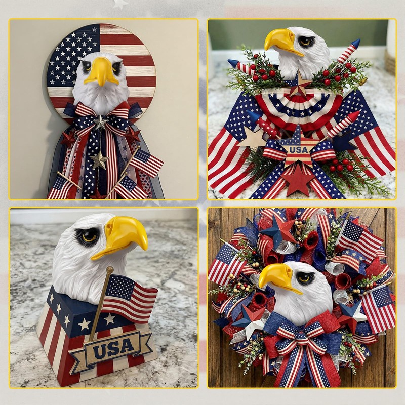 Yerliker 1 Pack Handcrafted Patriotic Eagle Head, 4th of July