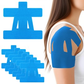 6PCS Blue Precut Tape for Shoulder, Elastic Sporting Tape Athletic Patch/Precut Kinesiology Tape for Shoulder Support Muscle Sports, Enhance Elastic Sporting Tape