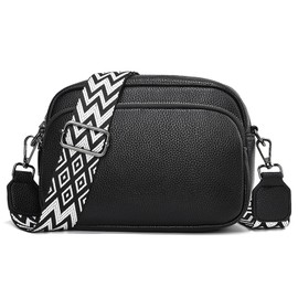 SENDEFN Women's Shoulder Bag, Cross-body, Large Capacity, Lightweight, Shoulder Strap, Genuine Leather, Premium Look Shoulder Pouch, Stylish, Gift, Mini Bag, Black