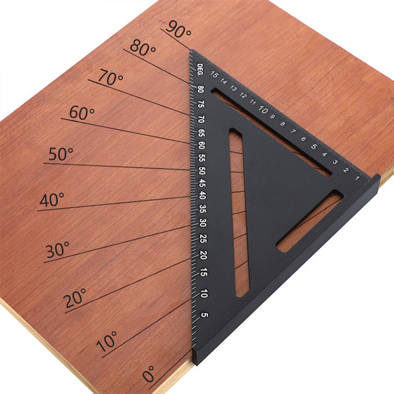 Woodworking Triangular Ruler Aluminum Alloy Industrial Protractor Tools 0~90° 1mm150mm