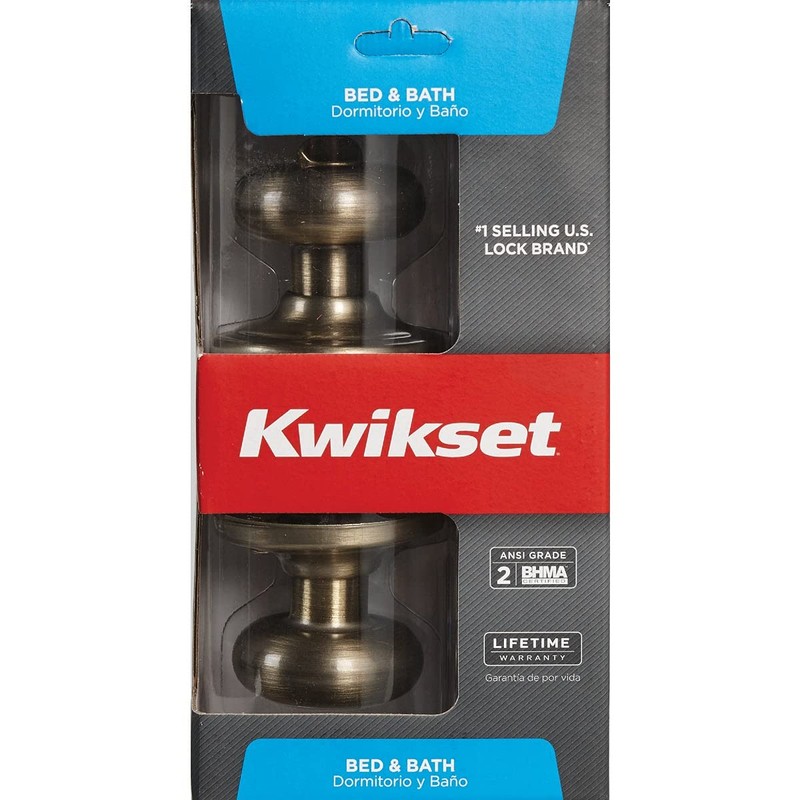Kwikset Signature Series 97300-828 Antique Brass Juno Bed & Bath