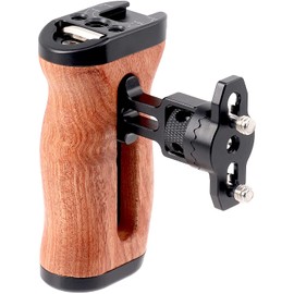 Foto4easy Camera Wooden Side Handle with Quick Release Rosette Mount for DSLR Camera Cage
