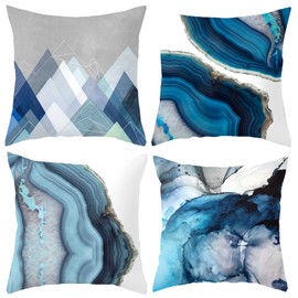 Home Decorative Pillow Covers 18 x 18 Inch Set of 4 Modern Soft Cotton Linen Throw Pillow Covers Cushion Case for Couch Sofa Living Room Patio Indoors Outdoors Style Home Decor