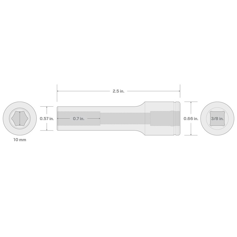 TEKTON 3/8 Inch Drive x 10 mm Deep 6-Point Socket