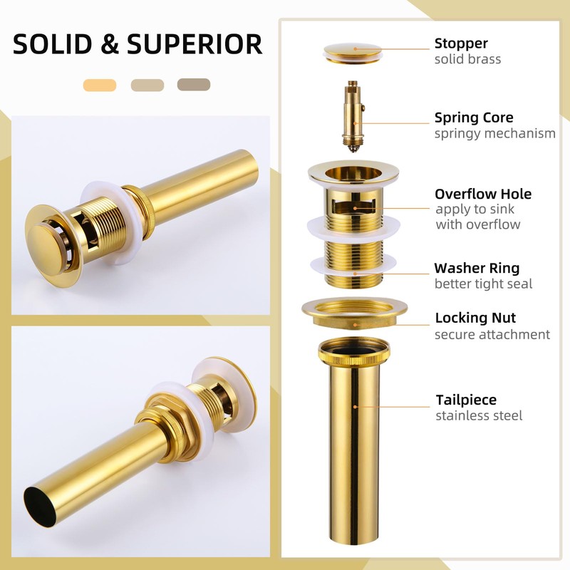 Angle Simple Sink Drain Stopper, Brass Bathroom Sink Stopper Replacement,