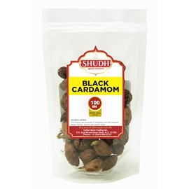 Shudh Black Cardamom Pods Whole 100 GM ~ (Amomum tsao-ko/Cao Guo/Thao Qua) ~ All Natural ~ Non-GMO Spice
