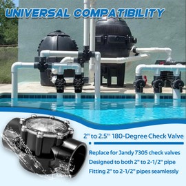 Earlyred 7305 Pool Check Valve Compatible with Jandy 2-Inch to 2-1/2-Inch 180 Degree Check Valve, Replace Pool Pumps Heat Pumps and Spa Straight Through Flow