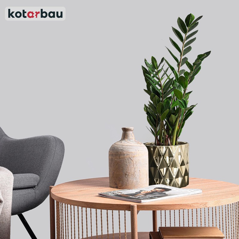 KOTARBAU® Ceramic Flower Pot Planter Glazed Gold Cylindrical Shape Indoor
