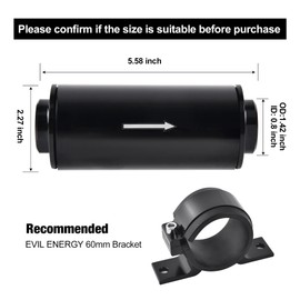 EVIL ENERGY 30 Micron Inline Fuel Filter with 6AN 8AN 10AN Adapter Universal 60MM