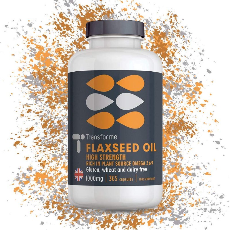 Transforme Flaxseed Oil Capsules 1000mg, Cold Pressed Omega 3 6