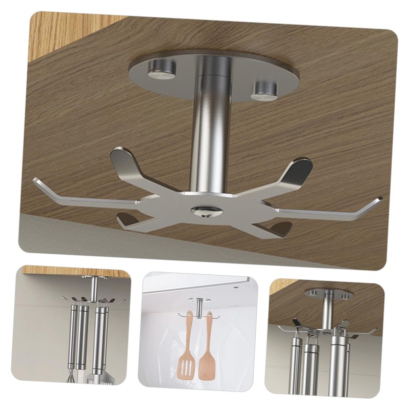 ABOOFAN 2pcs Rotatable Stainless Steel Cabinet Hooks for Kitchen Utensils