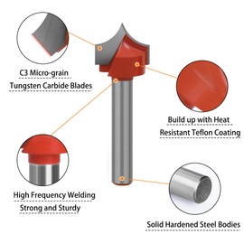 Saipor Rounding Cutter 6 mm Shank Round Cutter C3 Carbide Fitted Radius Cutter Wood Router Cutter Set Radius Sizes 3.96/4.76/6.35/7.96 mm