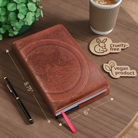 SOHOSPARK Vintage Map Refillable Faux Leather Journal, Men's Journal, 6x8.75 Vegan Lined Writing Journal for Women and Men