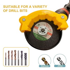 Drill Bit Sharpener Attachment Set, 2 Pack, Yellow Plastic, Multiple Angle Grinding Tool with Hardware