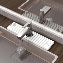 LAIKAIEU Tap Mat, Drip Mat for Kitchen Sink, Diatomite Quick Drying Stone, Super Absorbent Sink Protector, Splash Guard for the Kitchen, Bathroom Switch (White, 45 x 10 cm)