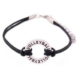 Teamer Adjustable Wax Cord Bracelet Volleyball Charm Jewellery for Women/Men, Metal, No information