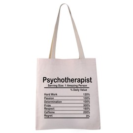 Psychotherapist Tote Bag Therapy Mental Health Counselor Gift Psychology Doctor Gift Nutrition Facts Gift (Psychotherapist tote CA)