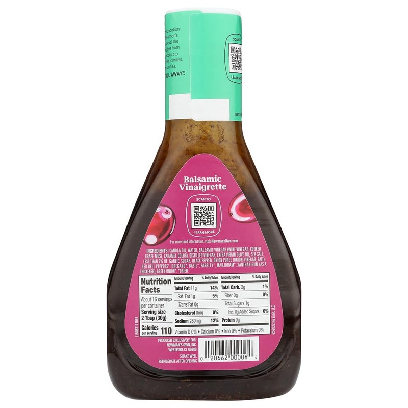 Newman's Own Balsamic Vinegar Salad Dressing 16 oz (Pack of