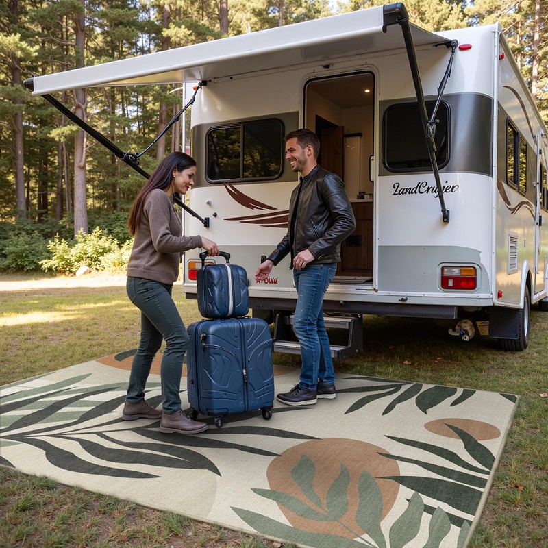 GENIMO 5x8 Outdoor Rug, Washable for Patio and Deck, Beige