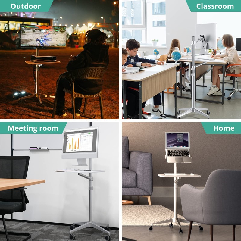 viozon Mobile Desk,Mobile Workstation,Mulitiuse Rolling Laptop Floor Stand,34"-48.6" Height Adjustable,Compatible