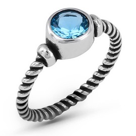 Auténtica plata de ley 925 con forma redonda, circonita cúbica de corte brillante, piedra de color aguamarina, declaración de lujo, aniversario, promesa, piedra natal o regalo para todas las ocasiones, anillo delicado para mujer, 6, Metal Metal Piedra (c