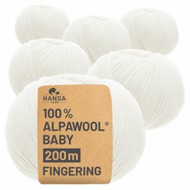 100% Baby Alpaca Wool in 50+ Colours (Scratch-Free) – 300 g Set (6 x 50 g) – Soft Alpaca Wool for Knitting & Crochet in 6 Yarn Sizes by Hansa-Farm