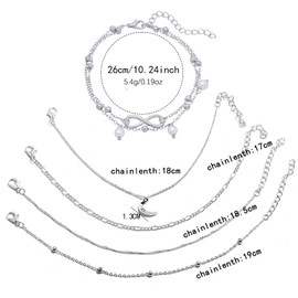 JSTHHTT Pack of 12 Anklets for Women, Trendy Anklets for Women, Waterproof Anklet in Silver, Anklets of Anklets, Women's Anklets in Silver, Anklets for Women, Anklet Waterproof