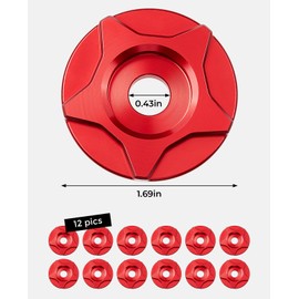 KEMIMOTO Aluminum Colored Verge Washers Compatible with 2024 2023 2022 Grom Motorcycle Side Panel Cover Full Set 12Pcs (Red)
