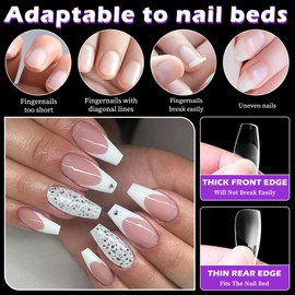 LoveOurHome 750pc Medium Coffin Nail Tips Clear Fake Nails Coffin Gel Nail Tips Full Cover Acrylic Nails Clear Press on Nails Medium Coffin False Nail 15 Sizes Fingernail for Gel Nail Extension