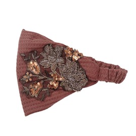 zaoalife Embroidery Flower Sequin Bead Wide Edge Headband, Knitted Hair Band Hair Cover Women Hairband Hair Accessories