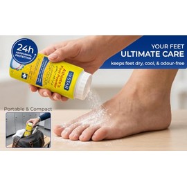Athlete’s Foot Powder with Peppermint & Menthol 100g - Antifungal Deodorising Formula for Sweaty Smelly Feet - Moisture Absorbing Foot Care for Odour Control & Freshness