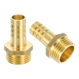 sourcing map 2 Pcs Brass Hose Barb Fitting, 1/2" Barb x G 1/2 Male Brass Barb Pipe Fitting Adapter with Tape for Connect Pipes Mechanical Devices Plumbing Equipment