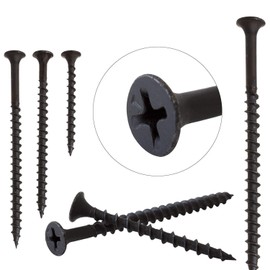 Merriway (BH06764 (45 Pcs) Bugle Headed Coarse Thread Drywall Screws, Black Phosphate 32mm x 4.0mm (8 x 1.1/4 Inch) - Pack of 45