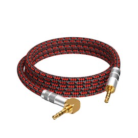 3.5mm Aux Cord, Audiophile Audio Auxiliary Cable 3.5 mm Male to Male Stereo Hi-Fi Sound Braided aux 1/8 Cable for Car Home Stereos Tablets Speakers (Right Angle 3.5mm, 3.2ft)