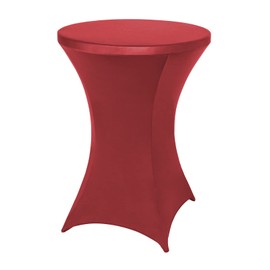 FestiCorp Spandex Table Cover, Cocktail Fitted Tablecloths, Round Highboy Stretch Table Covers Cloths for Party, Bar, Wedding, Birthday, Banquet, Red, 30"-32" Diameter x 40"-43" Height