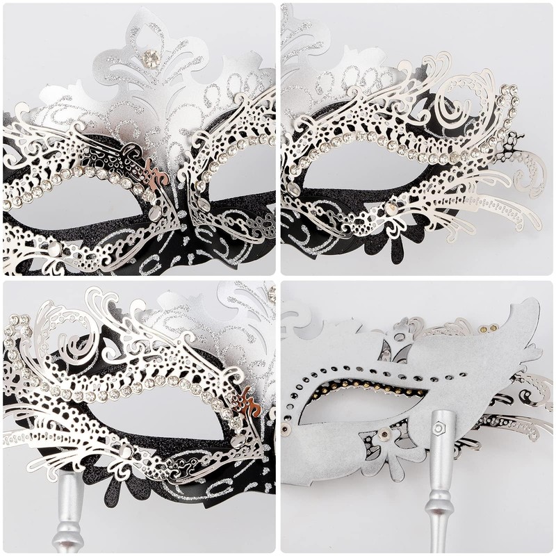 Hoshin Masquerade Mask with Stick, Mardi Gras Deecorations Venetian Masks