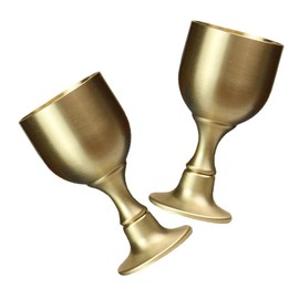 STOBAZA 5sets Brass Wine Glass Wine Goblet Retro Wine Cup Wine Liqueur Cup Embossed Cup Communion Goblet Offering Cup Altar Wine Cup Royal Wine Cups Chalice Wine Cup Golden Copper 2pcs*5