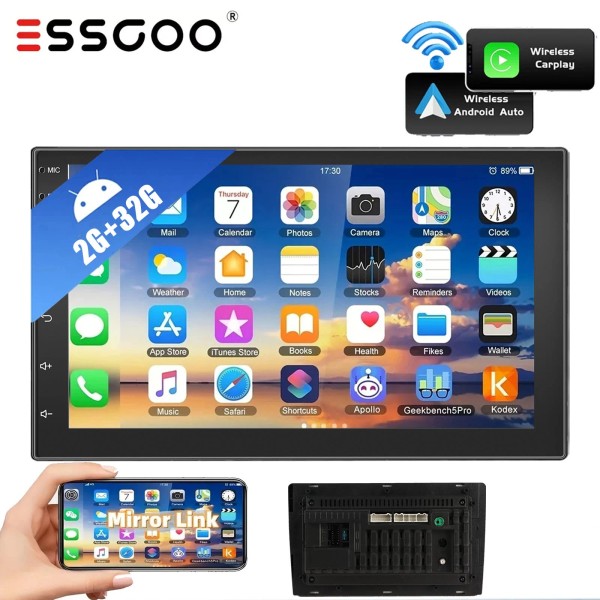 ESSGOO 9 in 2 DIN Android 14 Auto Car Stereo