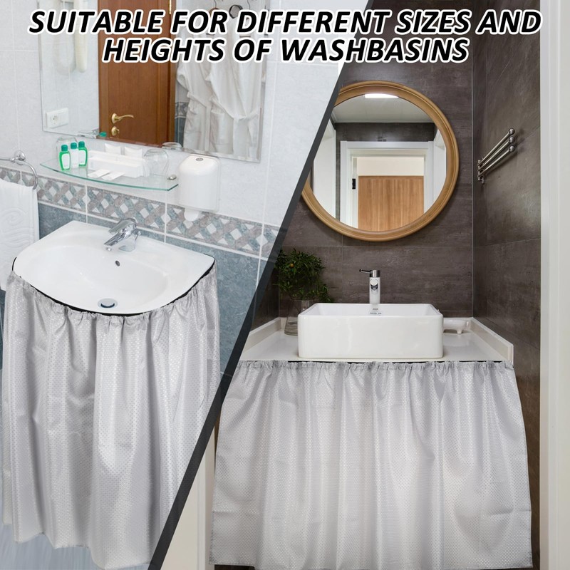 2 Pack Fabric Sink Skirt Diamond Bathroom Stitch Under Sink