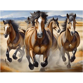 Wild Running Horses Pattern A983 Accent Tile Mural Kitchen Bathroom Wall Backsplash Behind Stove Range Sink Splashback One Tile 10"x8" Ceramic, Matte