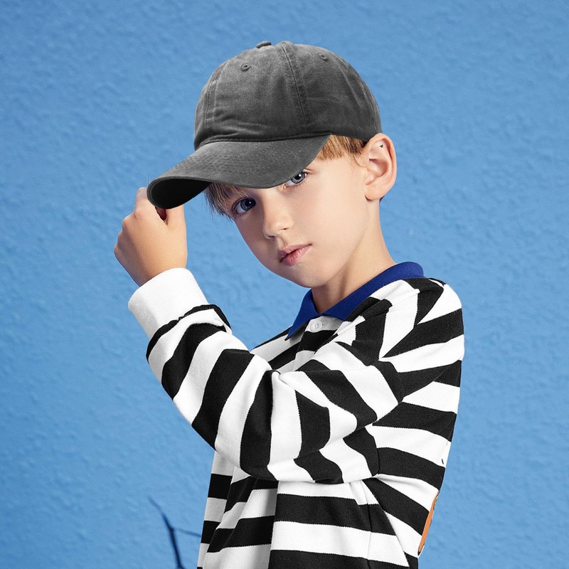AUNGKWANG Boys Girls Baseball Cap, Children's Baseball Cap, Washed, Pure
