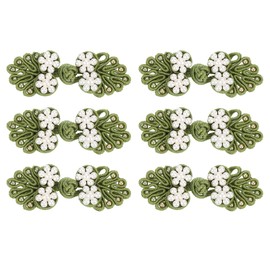 sourcing map Chinese Knots Sewing Buttons Closure, 6 Pairs 60x25mm Knot Frog Buttons, Sewing Buttons Fasteners with Beads for DIY Cheongsam Tang Suit Coats Bridal Costumes Outfit (Army Green)