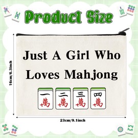 GioXtra Funny Makeup Bag Mahjong Gifts - 4Pcs Mahjong Day Travel Toiletry Organizer Cosmetic Bag Lucky Tiles Zipper Pen Purse Pouch Women Board Game Lover Player Birthday Gift Travel Organizer Supply